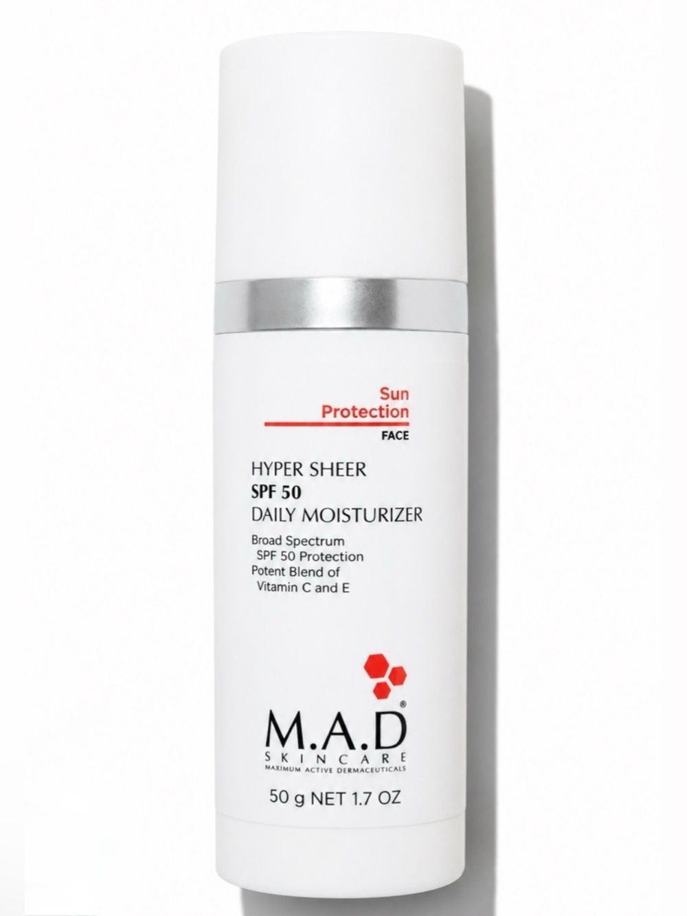 NIB M.A.D. Skincare Hyper Sheer SPF 50 Moisturizer exp date 2029